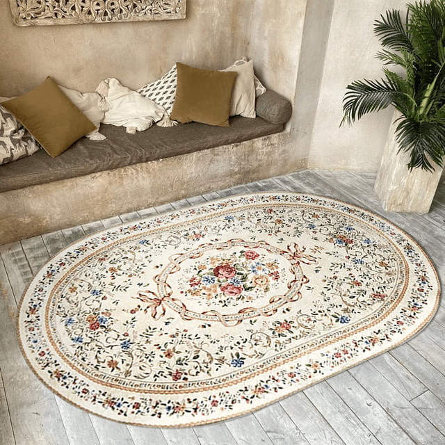 VIKAMA High-End-Teppich in Multicolour, ovaler floraler Teppich für Wohnzimmer, Schlafzimmer, Kinderzimmer oder Badezimmer - Bild 1
