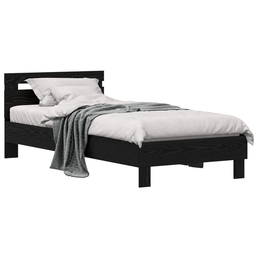 vidaXL Bettrahmen in Schwarz und Eichen-Optik aus Holzwerkstoff, B/H: 100–120 x 200 cm - Bild 2