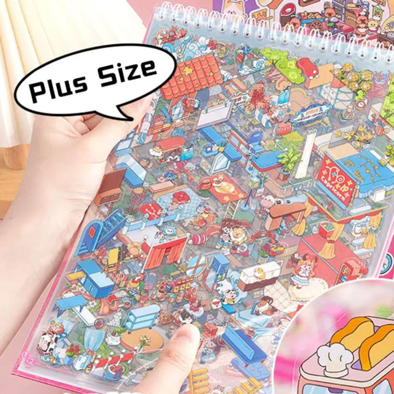 6-in-1 Miniatur-Landschaftsaufkleber-Kollektion Plus Size PET 3D-Landschaftsaufkleber mit Capybara in Pink und Mehrfarbig - Bild 3
