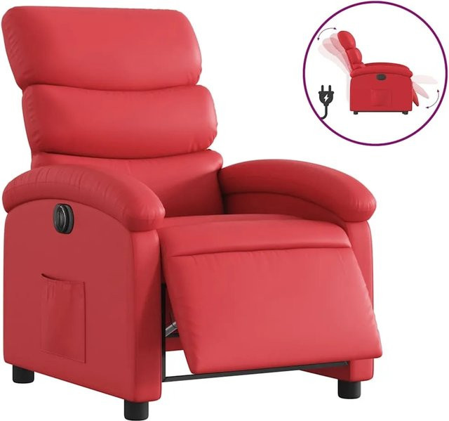 vidaXL Elektrischer Relaxsessel in Rot aus Kunstleder mit Armlehnen - Bild 1