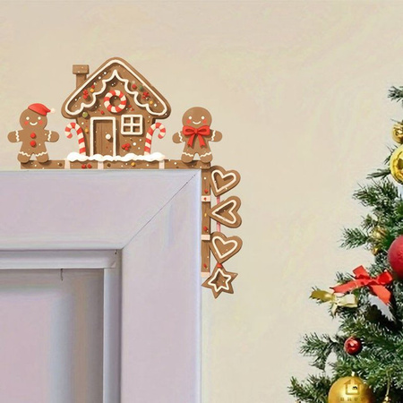 Weihnachtliches Wandtattoo Lebkuchenhaus und Lebkuchenmann als abnehmbarer Vinyl Aufkleber in Mehrfarbig für Kinderzimmer und Schlafzimmer