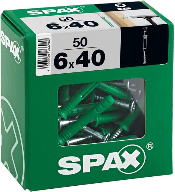 Spax Nageldübel Typ-ND aus Nylon in Grün, Durchmesser: 6 mm, Länge: 40 mm, 50 Stück - Bild 1