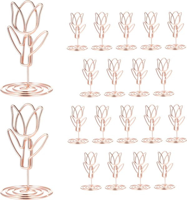 20 Stück Tischnummernhalter aus Metall in Gold mit Tulpenform für Hochzeit, Geburtstag und Party - Bild 1