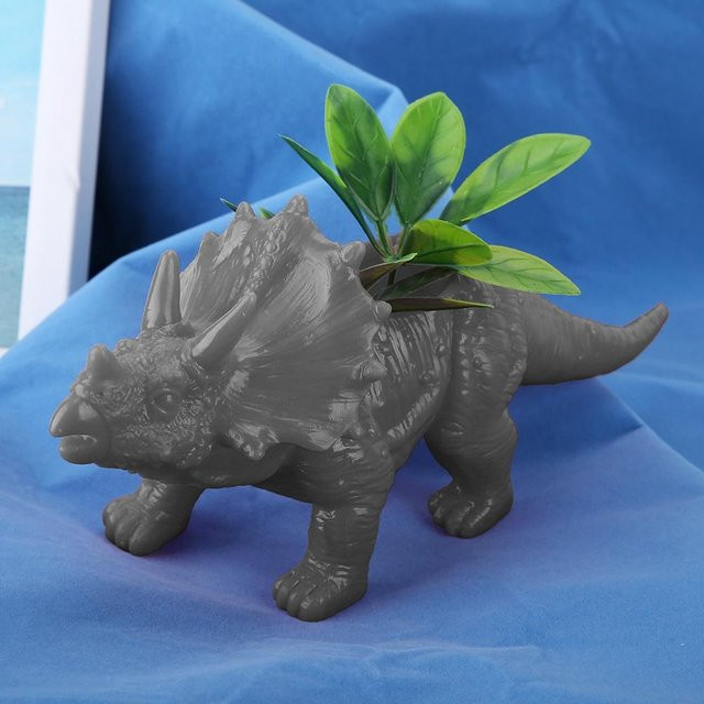 mfySpace Triceratops Blumentopf in Grau für Kakteen und Sukkulenten, Höhe: 22 cm, Breite: 22 cm, Tiefe: 22 cm - Bild 1