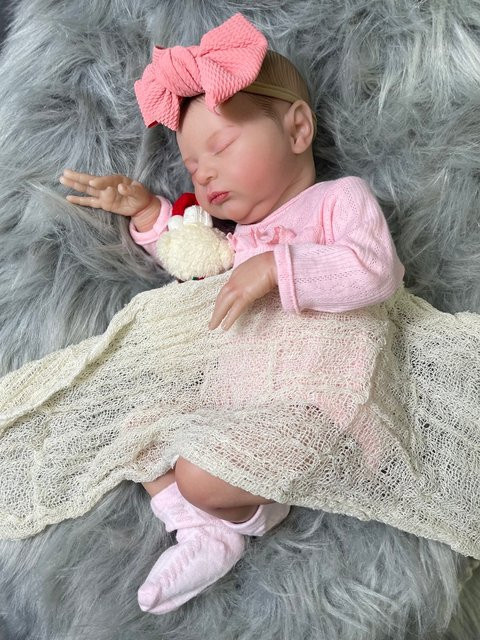 MRB Baby Puppe Laura, wieder geborene Puppe, 52cm, rosa - Bild 1