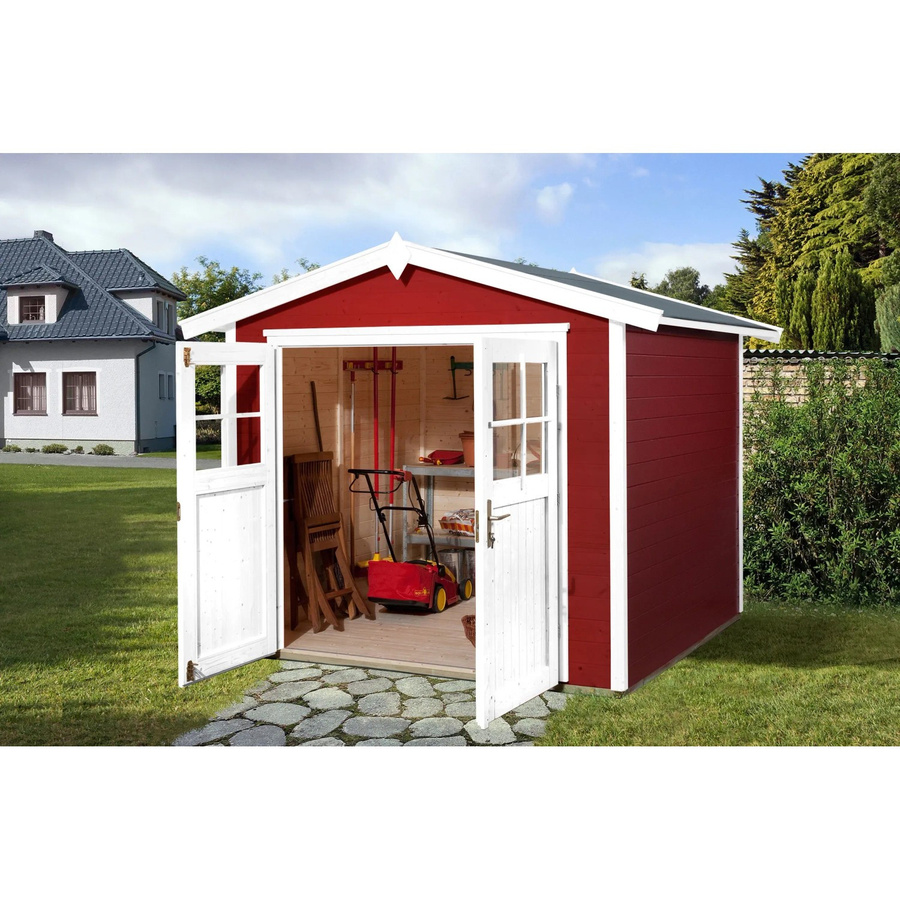 WEKA Gartenhaus Log Cabin 224 Gr.3 aus europäischer Fichte in Rot mit Satteldach und Doppeltür, B/H/T: 280 x 227 x 259 cm - Bild 2
