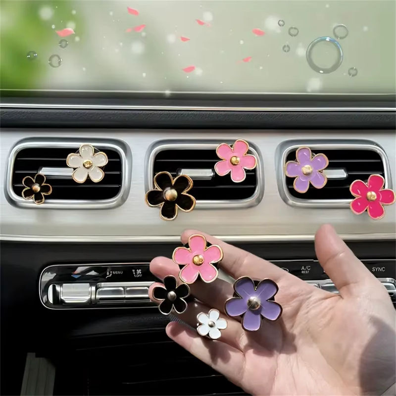 Set mit 8 Stück Auto Luftauslass Parfüm Clips im floralen Daisy Design, mehrfarbig, zur Aromatherapie im Auto - Bild 6