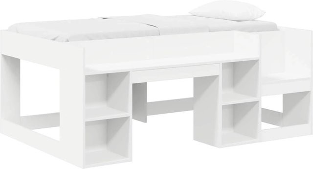 vidaXL Kinderbettgestell mit Stauraum in Weiß aus Holzwerkstoff B/T/H: 160 x 80 x 108,5 cm - Bild 1