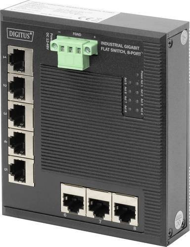 Digitus DN-651127 Industrial Ethernet Switch mit 8 Ports 10/100/1000 Mbit/s, Schwarz, DIN-Schiene Montage - Bild 1