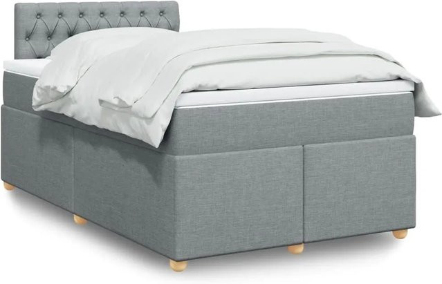 vidaXL Boxspringbett mit Matratze Hellgrau aus Stoff mit USB-Anschluss und Unterbettbeleuchtung B/T/H: 120 x 190 x 100,5 cm - Bild 1