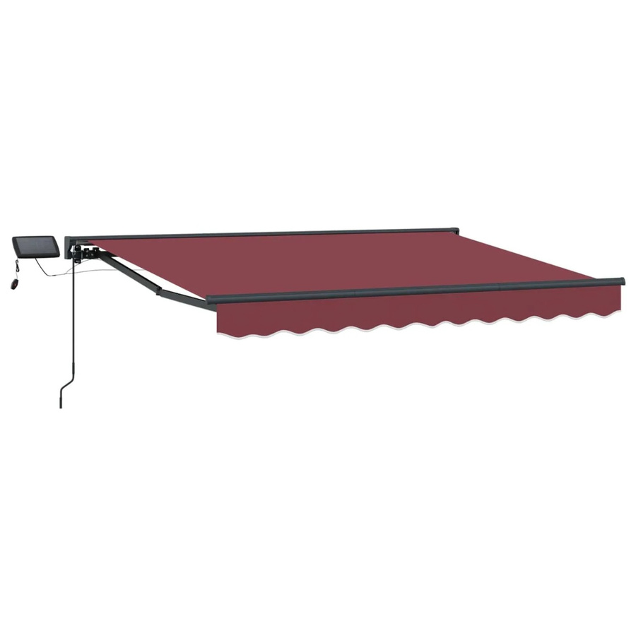 vidaXL Manueller Markisenrahmen mit LED-Beleuchtung in Bordeauxrot, B: 3,5 m, T: 2,0 m - Bild 2