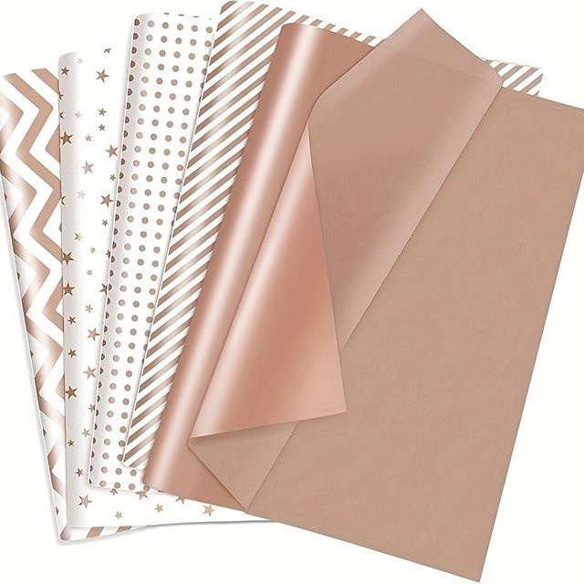 50 Blatt Roségold Geschenkpapier für Hochzeit, Geburtstag und Valentinstag - Bild 1