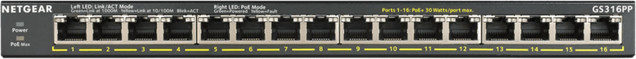 Netgear GS316PP Unmanaged Gigabit Ethernet Netzwerk Switch mit PoE in Schwarz - Bild 1