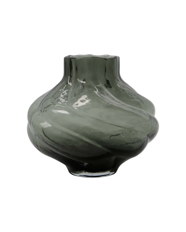 House Doctor Vase Turn aus rauchgrauem Glas mit organischer Form, Höhe: 20 cm - Bild 1