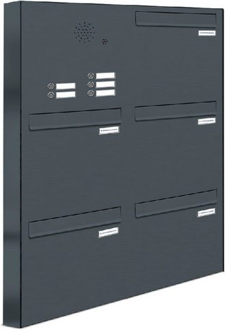 AL Briefkasten für 5 Parteien mit Zaundurchwurf, grau, B/H/T: 76,8 x 102,6 x 11,6 cm - Bild 1