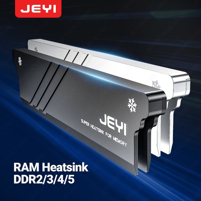 JEYI RAM-Kühlkörper mit Wärmeleitpads für DDR2 DDR3 DDR4 DDR5 Desktop-PCs in Schwarz oder Weiß - Bild 1