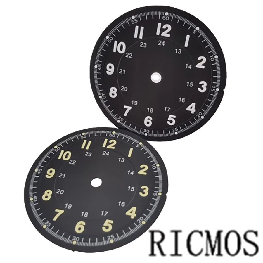 RICMOS Uhrenzifferblatt Field Pilot Classics, 29 mm, weiß/schwarz/grün/lila - Bild 1