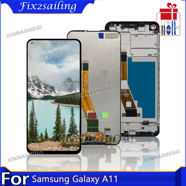 Samsung Galaxy A11 LCD Display Touchscreen Digitizer Montage mit Rahmen in Schwarz - Bild 1