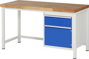 Rau Werkbank Serie 8152A1 höhenverstellbar mit Schublade und Tür, B/T/H: 150 x 70 x 84-104 cm - Bild 1