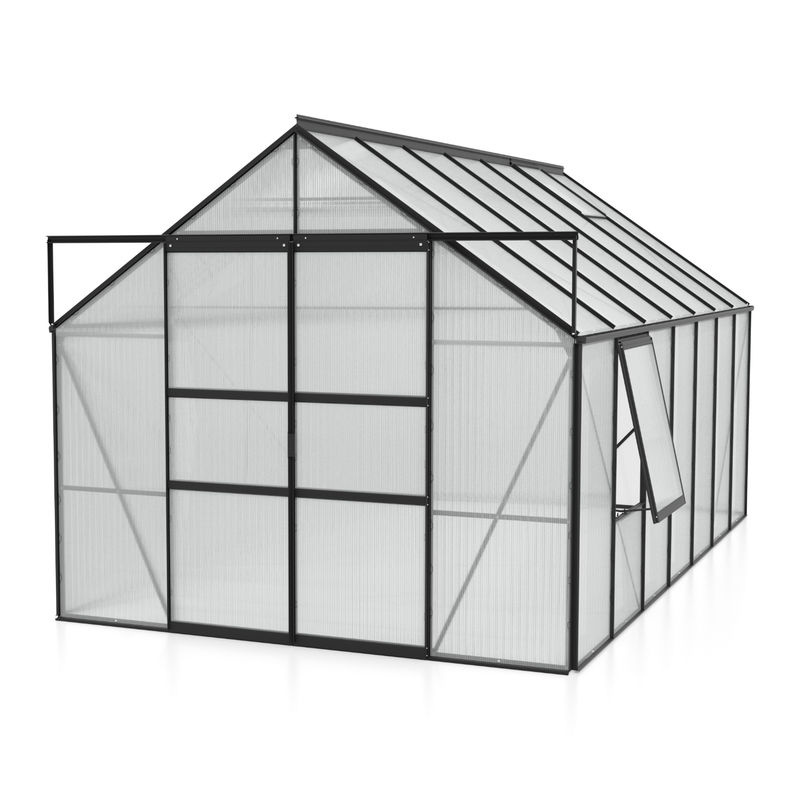 Vitavia Gewächshaus Meridian 11500 in Schwarz mit 11,5 m² Fläche, Polycarbonat-Platten und Doppelschiebetür - Bild 3