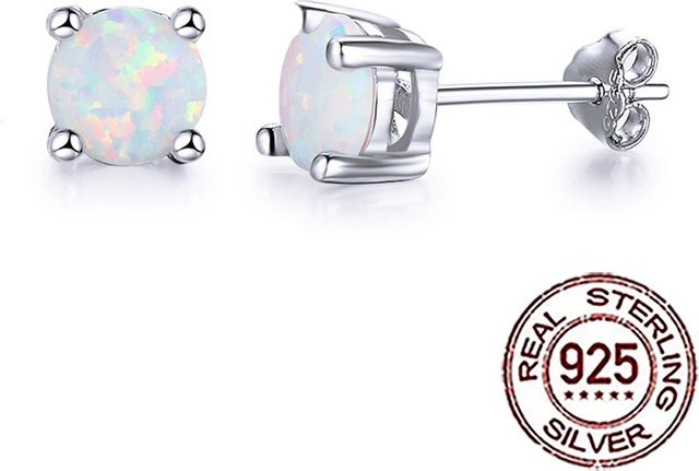 CWWZircons Ohrstecker 925 Silber, Opal, Damen - Bild 1
