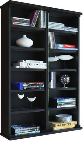 VCM Wandvitrine Zuntisa CD DVD Wandregal aus Holzwerkstoff, Schwarz, B: 60 cm, H: 91,5 cm, T: 18 cm - Bild 1