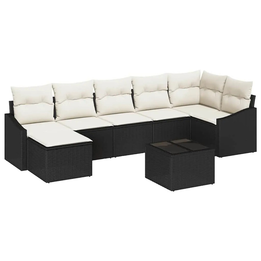 vidaXL Garten-Sofa-Set aus Poly-Rattan mit 8-teiligem Kissen-Set in Braun und Creme - Bild 2