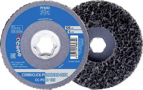 PFERD COMBICLICK POLICLEAN PCLD Reinigungsvlies für grobe Reinigungsarbeiten, Durchmesser: 125 mm, Breite: 13 mm, 5 Stück - Bild 1
