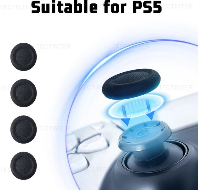 TECTINTER Ersatz-Joystick-Kappen für Playstation PS4 und PS5 Controller in Schwarz - Bild 1