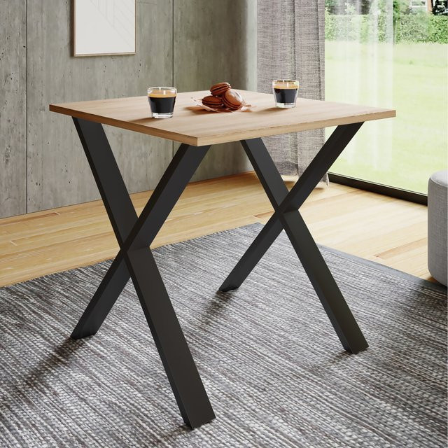 VCM Esstisch Xona in Sonoma-Eiche und Schwarz mit X-Fußgestell, B/T/H: 80 x 80 x 76 cm - Bild 1