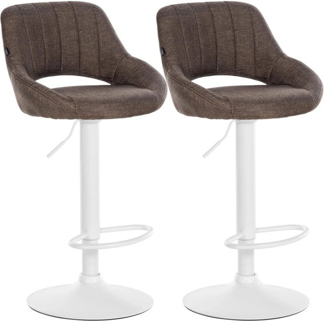 CLP 2er Set Barhocker Milet höhenverstellbar mit Lehne, gepolsterte Barstühle aus Stoff mit Metallgestell, drehbar, Weiss/Braun - Bild 1