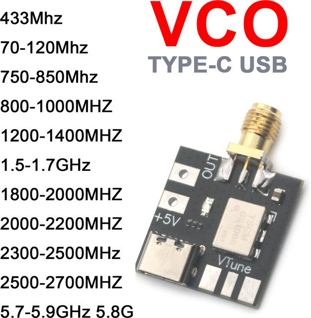 DykbRadio RF VCO Entwicklungsboard Spannungsgesteuerter Oszillator Signalquelle in Schwarz - Bild 1