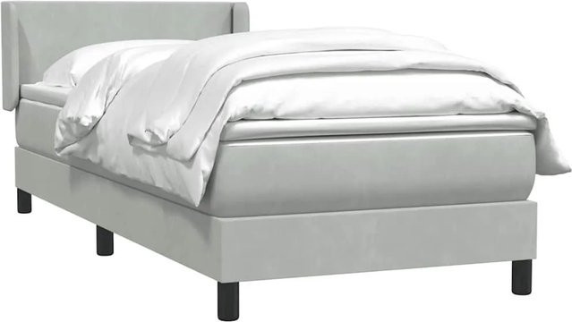 vidaXL Boxspringbett mit Matratze in Hellgrau aus Samt, Hybrid-Konstruktion mit Taschenfederkern, B/T/H: 80 x 210 x 83 cm - Bild 1