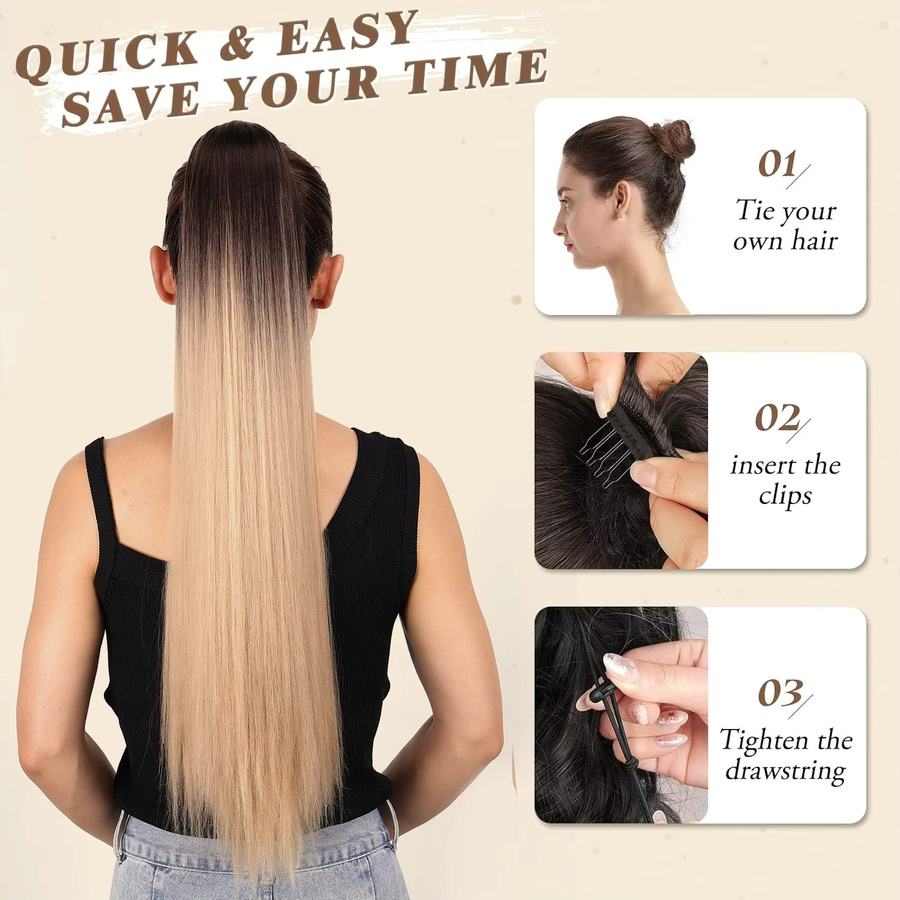 JIAMEISI Haarteil Pferdeschwanz Verlängerung, Clip-in, Synthetisch, Unisex - Bild 4