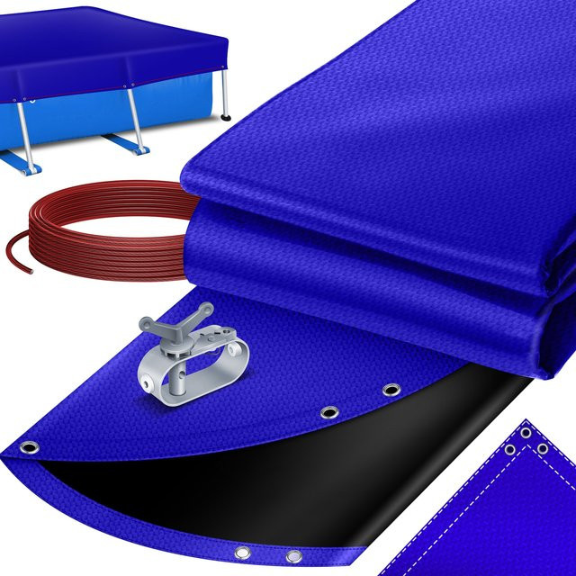 KESSER Solar Poolabdeckung aus blauem PE-Material inklusive Stahlseil und Seilspanner, UV-resistente Solarplane für Sommer und Winter - Bild 1