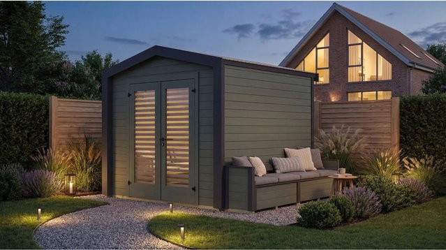 Weka Gartenhaus Killarney Satteldach in Anthrazit-Grün B/T/H: 308 x 250 x 241 cm - Bild 1