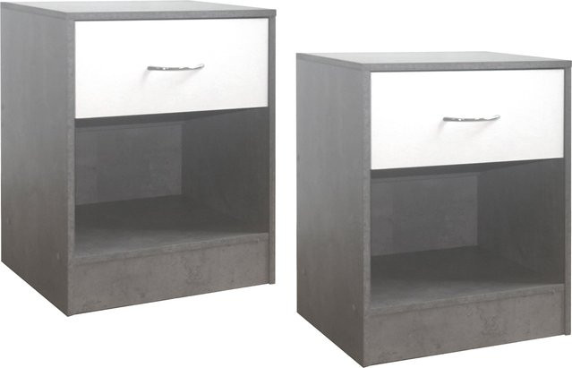 HTI-Living Nachtschrank Thekla 2er Set Beton/Weiß - Bild 1