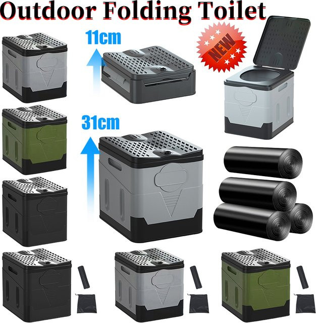 APWIKOGER Tragbare klappbare Toilette für Erwachsene, geruchsneutral und platzsparend für Reise und Auto, B/T/H: 31,0 x 27,0 cm - Bild 1