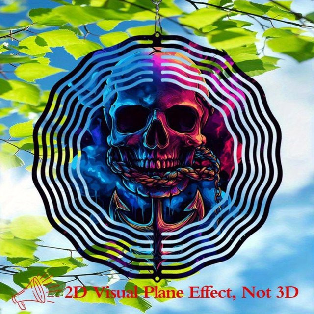 CIFBUY Piratenschädel-Windspiel aus Metall in Multicolour für Garten und Terrasse - Bild 1