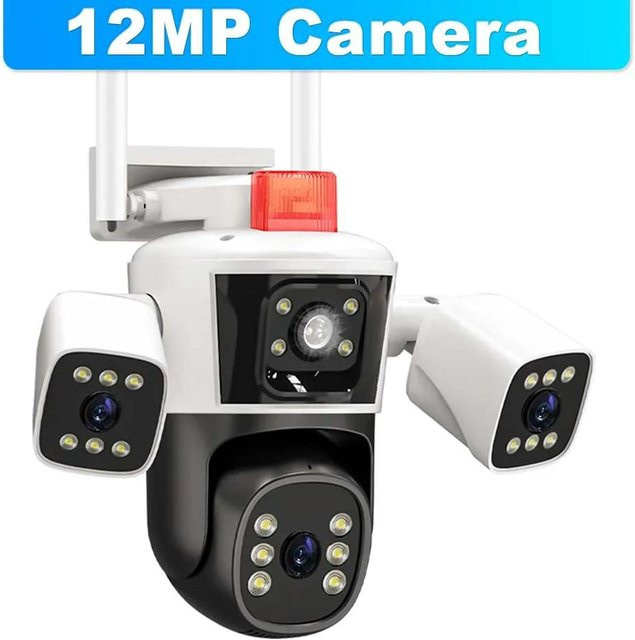 Vstarcam 6K 12MP WiFi IP-Kamera für den Außenbereich mit drei Objektiven, PTZ-Sicherheitsoberwachung mit KI-Tracking und Panoramaansicht, Weiß - Bild 1