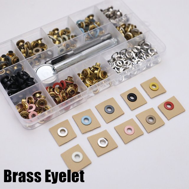 200 Sets bunte Messing Ösen für DIY Lederhandwerk und Scrapbooking, Größe 5/6mm - Bild 1