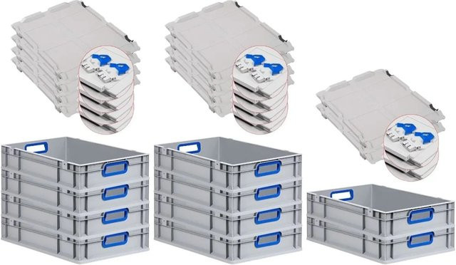 PROREGAL Spar Set 10x Eurobox Nextgen Color mit Scharnierdeckel und Schiebeschnappverschlüssen in Blau, H x B x T: 12 x 40 x 60 cm - Bild 1