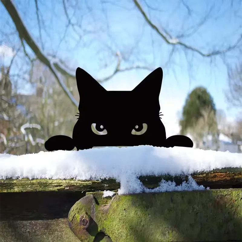 CIFBUY Katzenskulptur aus schwarzem Metall als Gartendekoration und Rasenornament - Bild 6