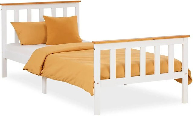 Homestyle4u Jugendbett aus Kiefernholz in Weiß, B/T/H: 90 x 200 x 106 cm - Bild 1