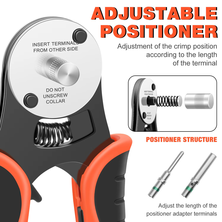 CLAMPLUS Deutsch Crimp Tool Closed Barrel Crimper mit 4-Wege-Einkerbung und 8 Impression Type für Deutsch Connector 14, 16, 18 AWG Pin Crimpzange - Bild 2