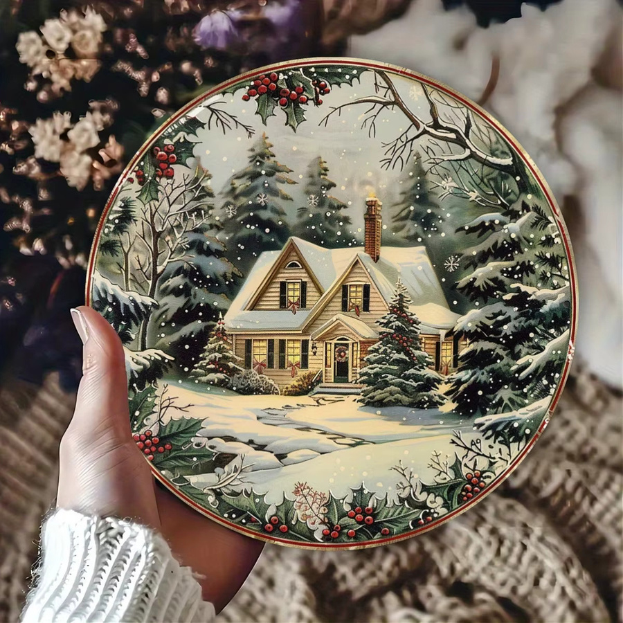 Potdemiel Vintage-Weihnachtsszene aus Aluminium mit Gravur, Mehrfarbig, Durchmesser: 20 cm - Bild 2