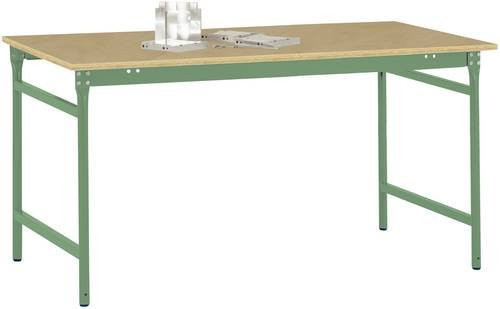 Manuflex Beistelltisch BASIS stationär mit Multiplex-Tischplatte in Resedagrün RAL 6011, B/T/H: 125 x 80 x 78 cm - Bild 1