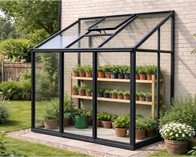 Bloomcabin Wandgewächshaus GHLT7 in Schwarz aus Aluminium und Sicherheitsglas, B/T/H: 235 x 160 x 3,77 cm - Bild 1