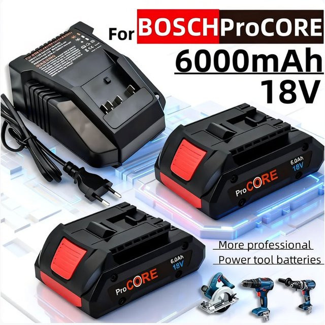 Bosch Ersatzakku für 18V ProCORE Li-Ion 21700 6,0Ah in Schwarz für Professional BAT609 BAT618 mit BMS - Bild 1