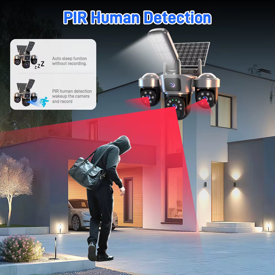 DIFANG WLAN-Solarkamera für Außenbereich mit PTZ-Funktion, Dreifach-Bildschirm, Auto-Tracking und Solar-Flutlicht zur WLAN-Überwachung - Bild 5